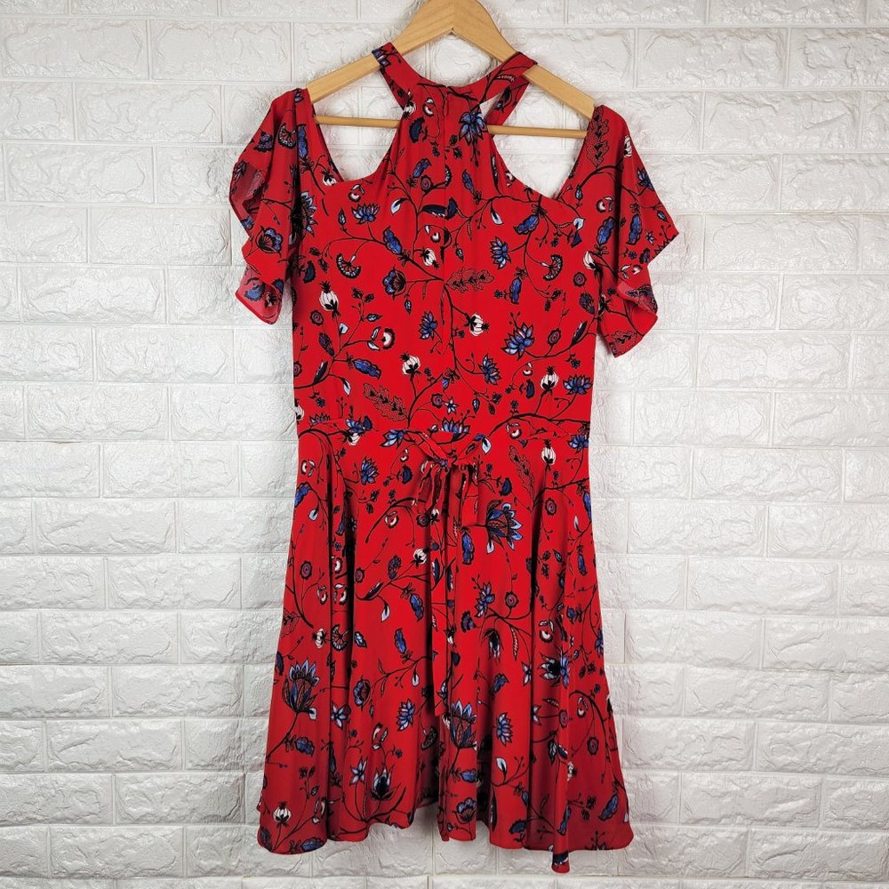 Shoshanna Red Floral Silk Dress Size 8 - Picture 3 of 12